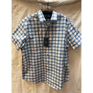 NWT Hart Schaffner Marx Blue & Brown Plaid Shirt X-Large
